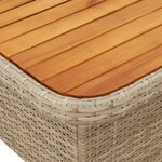 vidaXL Table de jardin beige 90x55x71 cm résine tressée et bois acacia