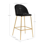 2 chaises de bar en velours noir avec pieds en laiton
