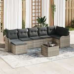 Ensemble de canapé de jardin vidaXL 8 pièces avec coussins gris poly rotin