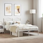 vidaXL Cadre de lit métal sans matelas et tête de lit blanc 120x200 cm