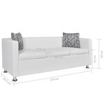 vidaXL Canapé à 3 places cuir artificiel blanc