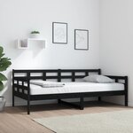 vidaXL Lit de jour Noir Bois de pin massif 90x190 cm