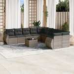 vidaXL Salon de jardin 11 Pièces avec coussins gris résine tressée