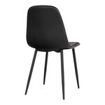2 chaises de salle à manger en cuir synthétique noir avec pieds noirs