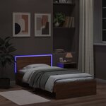 vidaXL Cadre de lit tête de lit et lumières LED chêne marron 100x200cm