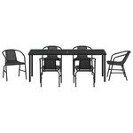 vidaXL Ensemble de jardin de 7 pièces Noir Poly Rattan