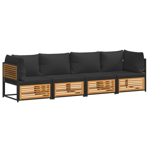 vidaXL Salon de jardin avec coussins 4 Pièces bois d'acacia massif