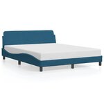 vidaXL Cadre de lit avec tête de lit bleu 160x200 cm velours