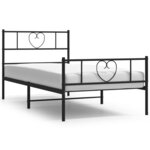 vidaXL Cadre de lit métal avec tête de lit/pied de lit noir 75x190 cm
