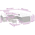 Set de 13 pièces de sofa de jardin avec coussins noirs en poly rattan