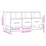 vidaXL Meuble TV gris béton 102x36x50 cm bois d'ingénierie
