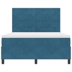 Lit à ressort vidaXL avec matelas bleu foncé 140x200 cm en velours