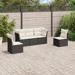 vidaXL Salon de jardin 5 Pièces avec coussins noir résine tressée