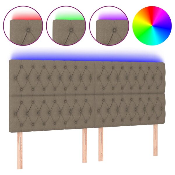 vidaXL Tête de lit à LED Taupe 180x7x118/128 cm Tissu