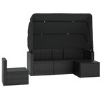vidaXL Salon de jardin 4 Pièces avec coussins noir résine tressée