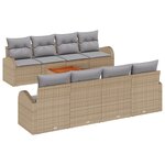 Ensemble de canapé de jardin 9 pièces avec coussins Beige Rotin poly Acacia