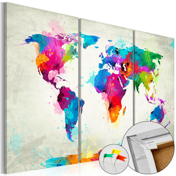 Tableau en liège - colourful expression [cork map] l x h en cm 60x40