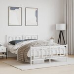 vidaXL Cadre de lit métal sans matelas et pied de lit blanc 140x190 cm