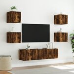 vidaXL Unités murales TV avec LED 6 Pièces chêne fumé bois d'ingénierie