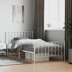 vidaXL Cadre de lit métal sans matelas et pied de lit blanc 107x203 cm