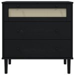vidaXL Commode SENJA aspect de rotin noir bois de pin solide