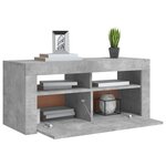 vidaXL Meuble TV avec lumières LED gris béton 90x35x40 cm