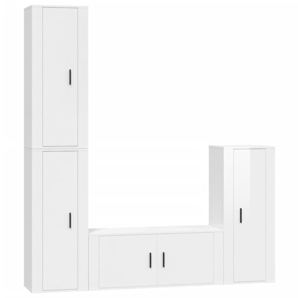 vidaXL Ensemble de meubles TV 4 Pièces Blanc brillant Bois d'ingénierie