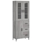 vidaXL Buffet haut Sonoma gris 69 5x34x180 cm Bois d'ingénierie