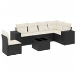 vidaXL Salon de jardin 7 Pièces avec coussins noir résine tressée