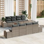 vidaXL Ensemble de Canapé de Jardin 7 Pièces avec Coussins Gris en Rotin Poly