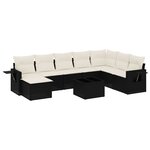 vidaXL Salon de jardin 9 Pièces avec coussins noir résine tressée
