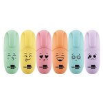 Boîte de 6 surligneurs fluo mini tracé pointe biseautée coloris assortis pastel