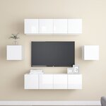 vidaXL Ensemble de meuble TV 6 Pièces Blanc brillant Bois d'ingénierie