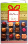 Carte meilleurs vœux gourmands doré collage cadeau ruban en or avec enveloppe