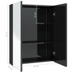 vidaXL Armoire à miroir de salle de bain 60x15x75 cm MDF Noir brillant