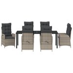 vidaXL Ensemble de salle à manger de jardin 7 pièces avec coussins gris en poly rotin