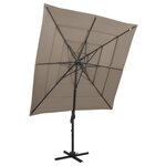 vidaXL Parasol de jardin à 4 niveaux avec mât en aluminium taupe