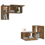 vidaXL Ensemble de meubles TV 4 Pièces Chêne fumé Bois d'ingénierie
