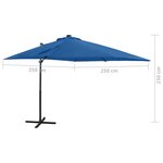 vidaXL Parasol déporté avec mât et lumières LED Bleu azur 250 cm