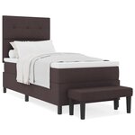 vidaXL Lit avec sommier et banc marron foncé 90x190 cm en tissu