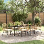 vidaXL Ensemble de salle à manger de jardin 7 pièces avec coussins Marron Poly Rattan