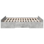 vidaXL Cadre de lit avec tiroirs sans matelas gris béton 150x200 cm