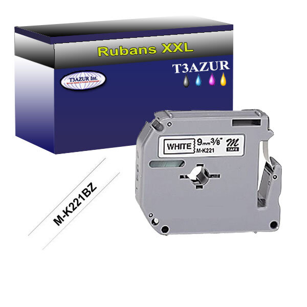 Ruban d'étiquettes laminées générique Brother Brother MK-221BZ pour étiqueteuses P-touch - Texte noir sur fond blanc - T3AZUR
