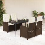 vidaXL Ensemble à manger de jardin 5 Pièces et coussins marron poly rotin