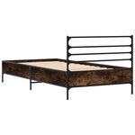 vidaXL Cadre de lit chêne fumé 100x200 cm bois d'ingénierie et métal