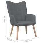 vidaXL Chaise de relaxation avec tabouret Gris foncé Tissu