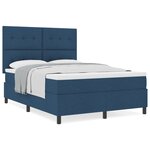 vidaXL Lit à ressorts avec matelas bleu 140x190 cm tissu