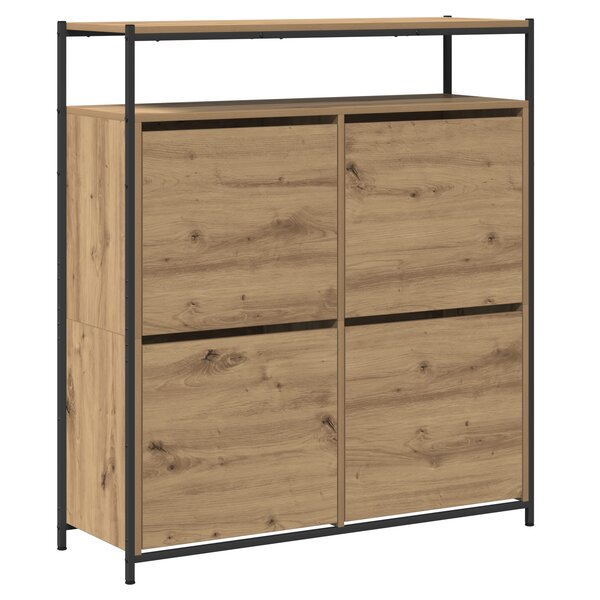 vidaXL Cabinet à chaussures avec 4 tiroirs rabattables Chêne artisanal 100x34x112 cm