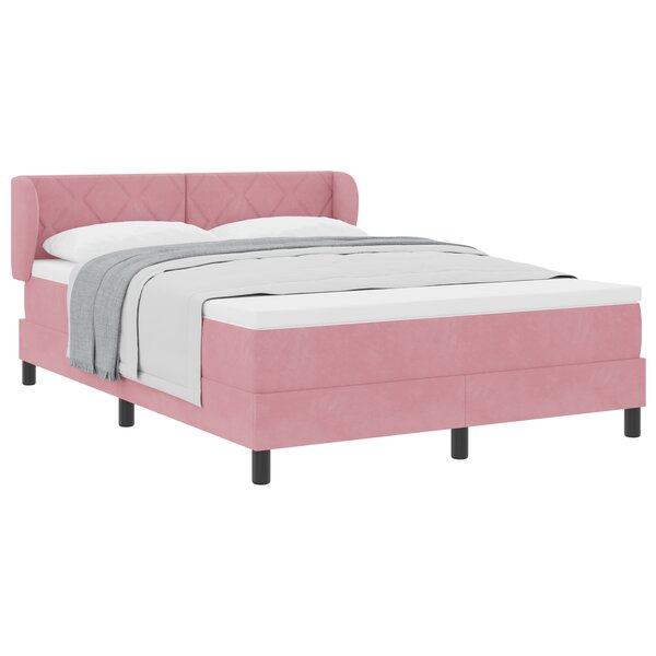 Lit à ressort vidaXL avec matelas Rose 140x190 cm Velours