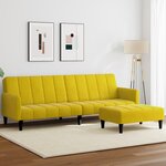 vidaXL Canapé-lit à 2 places avec repose-pied jaune velours